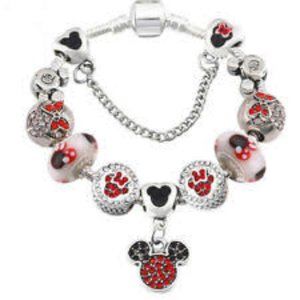 Silver Tone Mouse Ears Charm Bracelet